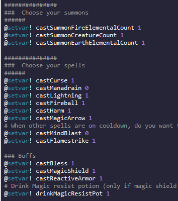 Choose your spells example